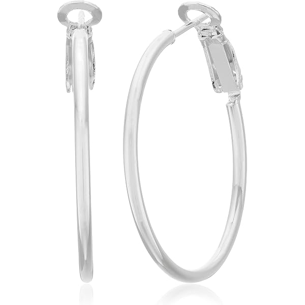 Hoop Earrings Clip - On Fine Earrings Clip-On Silver Tone Hoop Earrings ...