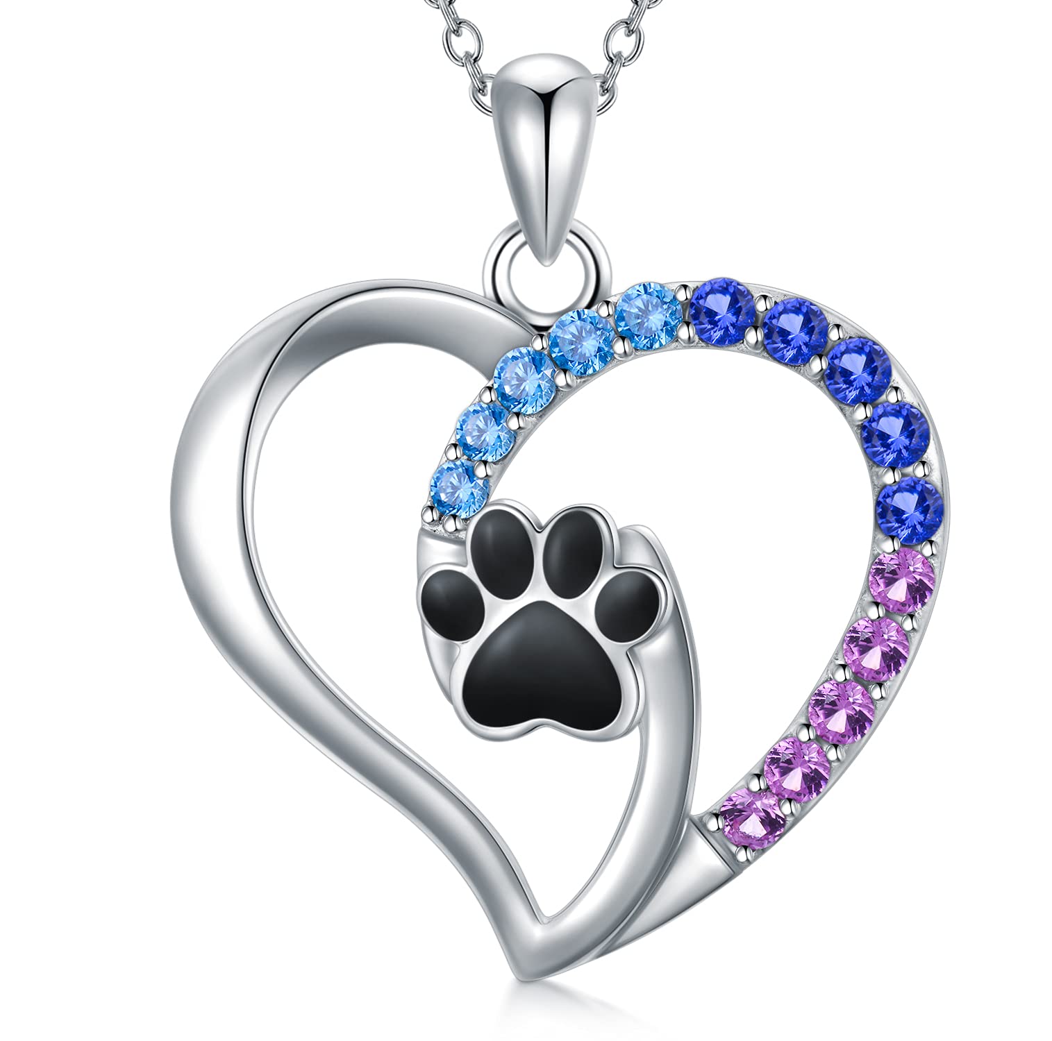 SOULMEET Sterling Silver Dog Paw Print Necklace for Women Forever in My Heart Footprint Dog Puppy Necklace Memorial Jewelry Gift for Women Girls