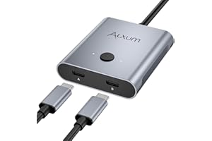 Alxum Bi-Directional USB C Switch-Video KVM Switcher 2 in 1 Out/1 in 2 Out, 2 Computers Share 1 Devices 8K@60Hz 10Gbps Data T