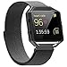 Fitbit Blaze Bands with Frame, PUGO TOP Stainless Steel Metal Magnetic Milanese Replacement Band for Fitbit Blaze Smart Watch (Black Milanese Band with Black Metal Frame, Large: 6” -9.4”)