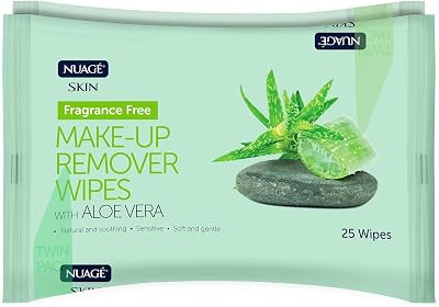 NUAGÉ Total Makeup Remover Wipes Twin Pack 50 Count Aloe Vera Sensitive Skin