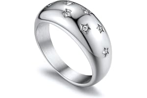 GOLDCHIC JEWELRY Chunky Dome Ring for Women, Stainless Steel Bold Stacking Croissant Statement Ring For Men (Size 7-12, Custo