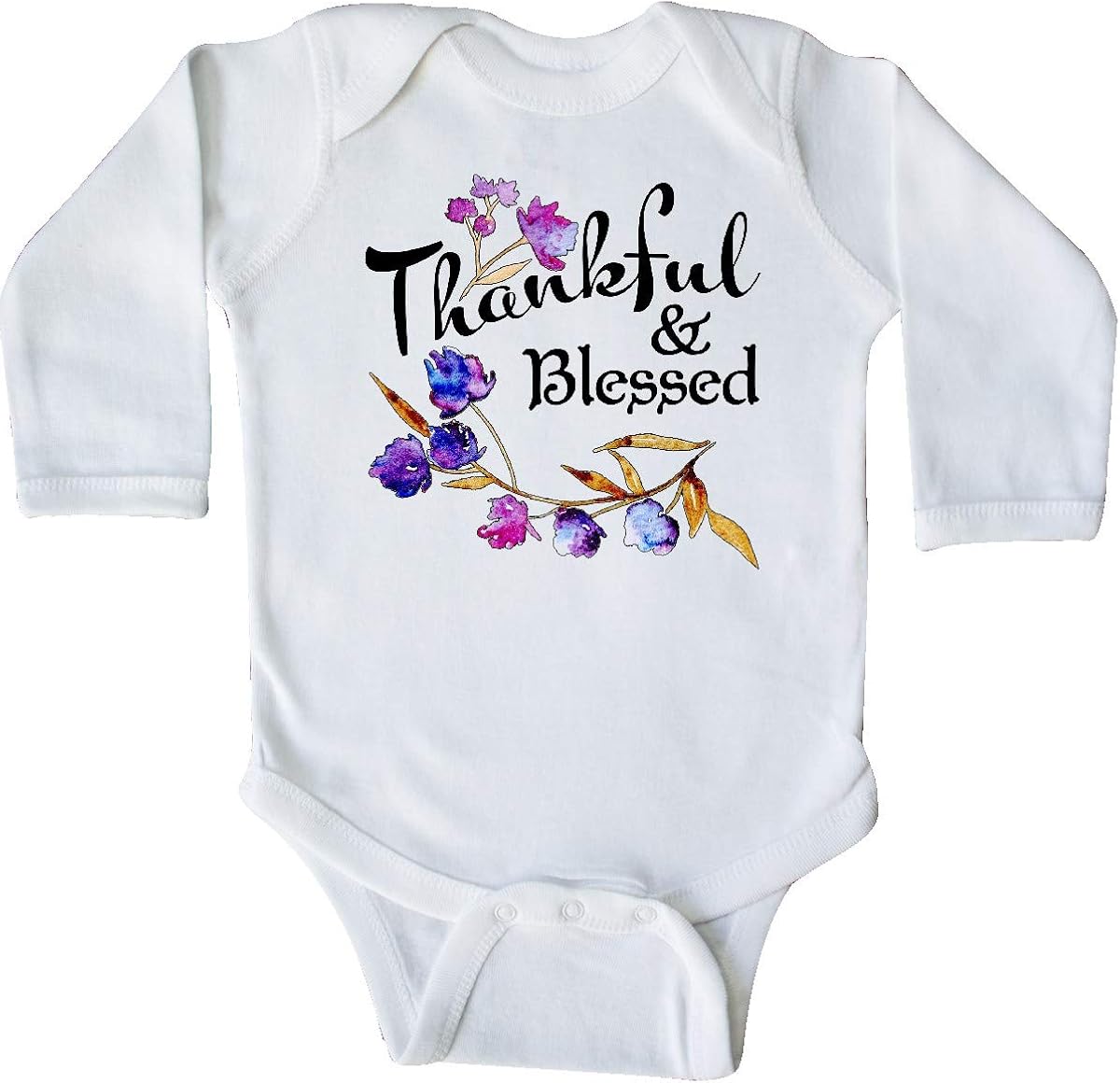 Share Your Gratitude In Comfort And Style Beautiful Anniversary Present For Your Wife These Thankful And Blessed Long Sleeve Creeper With Beautiful Watercolor Flowers Make The Perfect Mother S Day Gift For Your Wonderful Mom Or Grandma 5 0 Oz 100