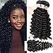 Brazilian Deep Wave Human Hair Bundles with Lace Closure 7A Unprocessed Virgin Hair Extensions 3 Bundles with Free Part Closure Natural Color (14 16 18 +12)