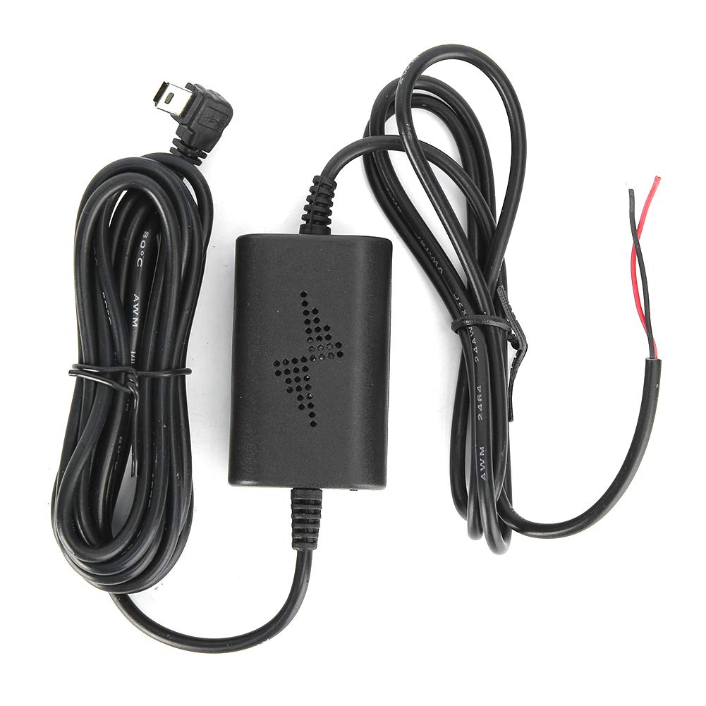 Driving Recorder Monitoring Line, Dash Cam Hardwire Kit 12V/24V to 5V 2.5A Left Angle Mini USB Step-Down Line for Parking Monitoring Low Voltage Protection