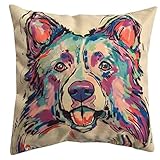 Redland Art Cute Pet Border Collie Dog Pattern Cotton Linen Throw Pillow Covers Car Sofa Cushion Cases Home Decor Square 18
