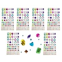 Yexpress 486pcs Sheets Self-Adhesive Rhinestone Sticker, Multicolor Bling Craft Jewels Crystal Gem Stickers, Assorted Size and Shapes, 6 Sheets