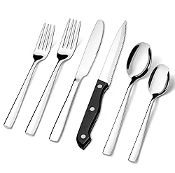 HIWARE 48-Piece Silverware Set with Steak Knives