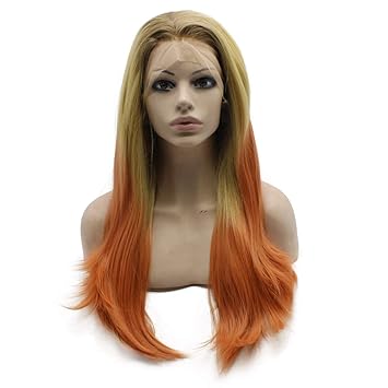 Amazon Com Mxangel Long Straight Ombre Blonde Orange Realistic
