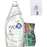 GLOBAL PACKING SOLUTIONS Ivory Grease Cutting Dish Soap, Classic Scent, Gentle on Hands, 24 Fl Oz bundled with Heavy Duty Scotch Brite Sponge