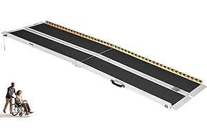 MOTORHOT 10ft Portable Wheelchair Ramp Non-Slip Aluminum Folding Handicap Home Steps Scooter Door Threshold Ramp for 10 inch -30 inch Step Heights 600 lbs Capacity 28in Wide