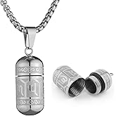 Scddboy Tibetan Buddhist Meditation Stainless Steel Pendant Memorial Cremation Ash Pill Container Necklace 23.6+1.96" Chain