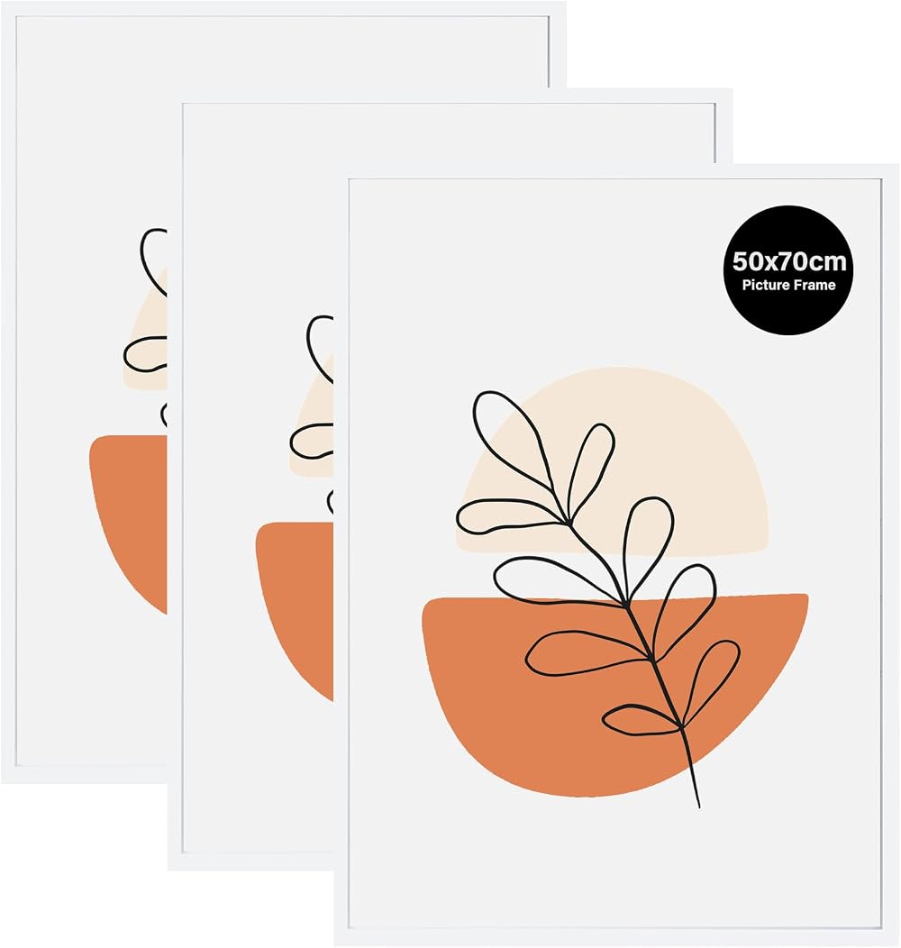 KAIWIN 50x70 cm White Picture Frame Pack of 3 for Poster Living Room