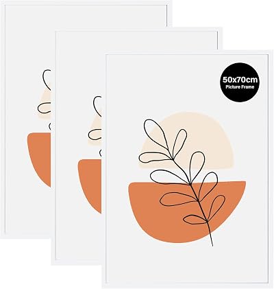KAIWIN 50x70 cm White Picture Frame Pack of 3 for Poster Living Room