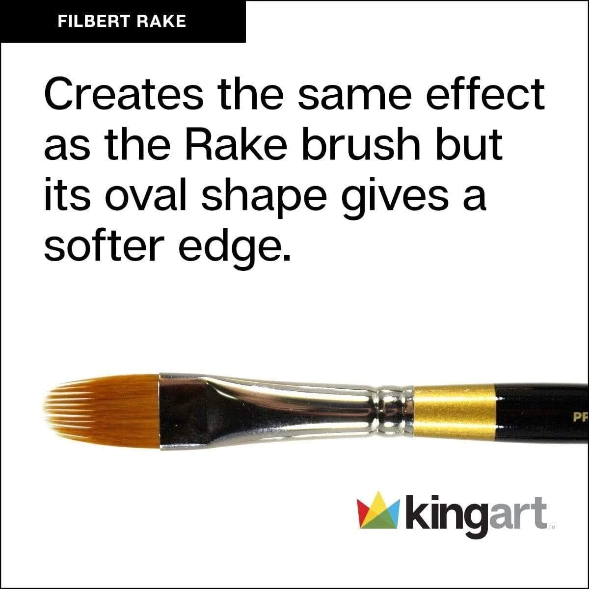 KingArt 9520 Series, Premium Artist Brushes, Original Gold-Golden TAKLON Filbert RAKE-Size: 1/4