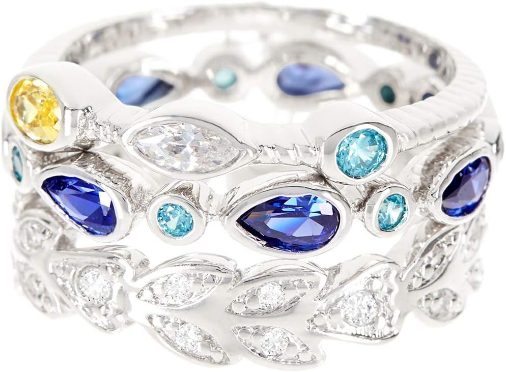 Blue CZ Wholesale Gemstone Jewelry Stackable Ring Set