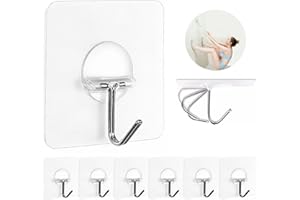 JINSHUNFA Wall Hooks 13lb(Max) Transparent Seamless Coat Hooks,Waterproof and Oilproof,Bathroom Kitchen Heavy Duty Self Adhes