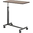 Drive Medical 13067 Non Tilt Top Overbed Table with Wheels, BedSide Table, Adjustable Overbed Rolling Table, Adjustable Stand