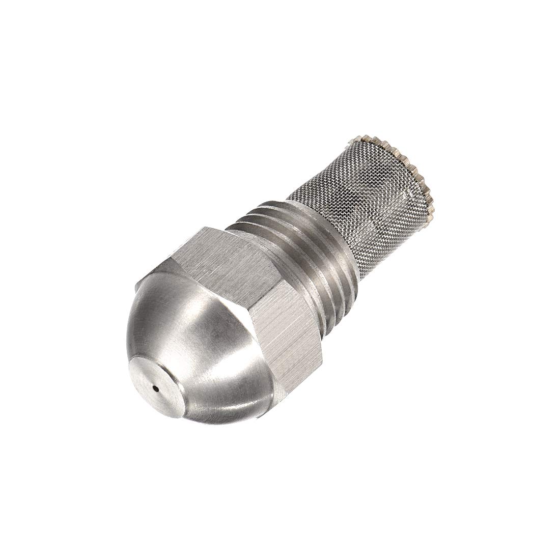 sourcing map Mist Nozzle - 1/4BSPT 0.8mm Orifice Dia 304 Stainless Steel Fine Atomizing Spray Tip