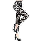 Panegy Women Punk Rock Leggings Hollow Leggings Party Digital Skinny Trousers
