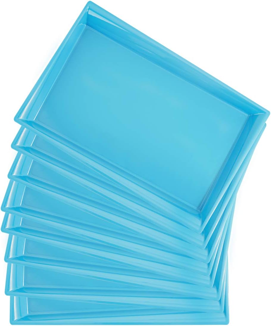 I00000 6 Pack Blue Plastic Serving Tray, 15" x 10