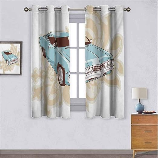 Cars Interior Curtains Classical Sport Car with Abstract Design in The