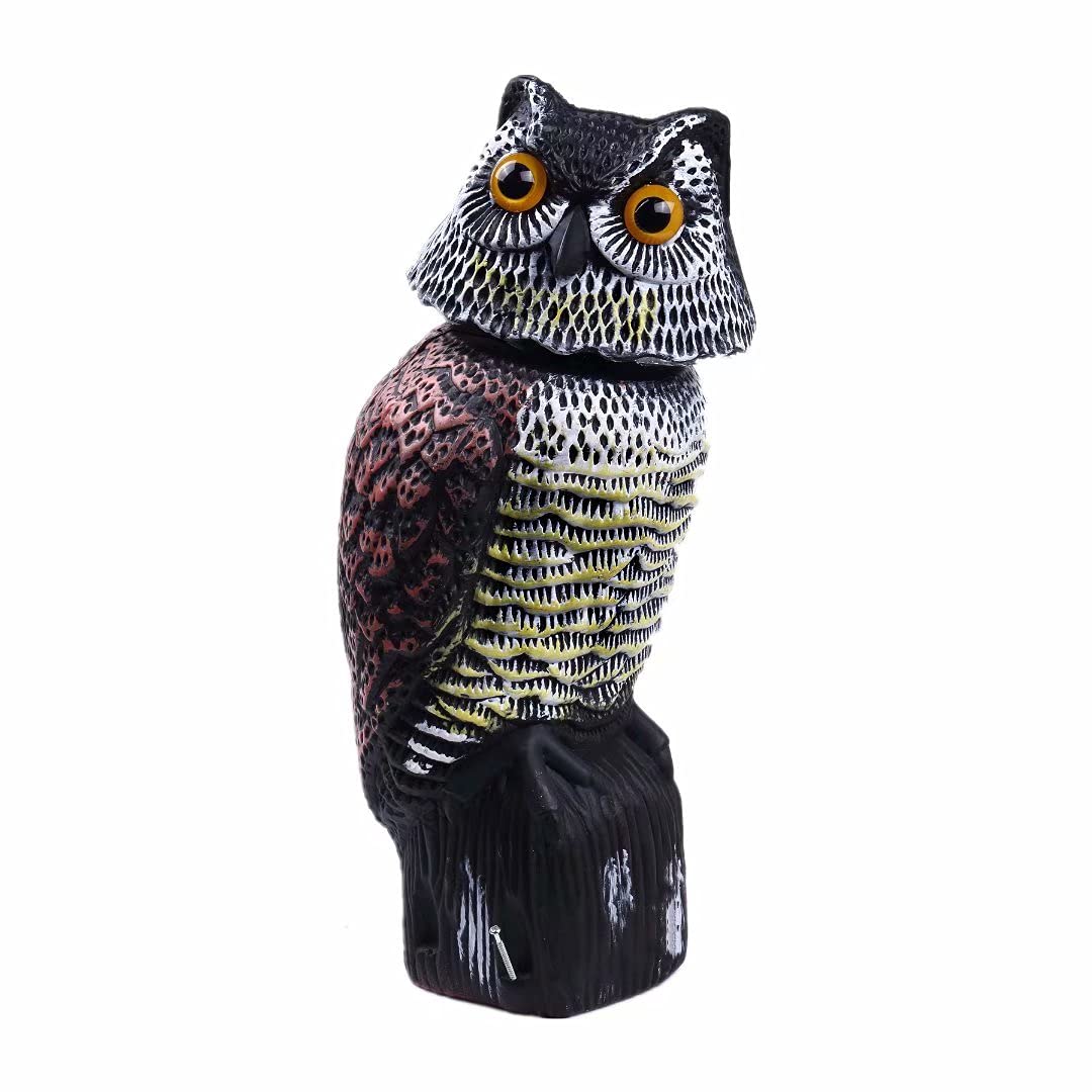 Photo 1 of Hooyizer Owl Decoy 360 Rotate Head, Scarecrow Fake Owls Natural Enemy Realistic Owls to Scare Birds Away