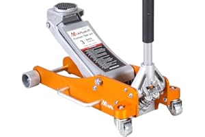 APlusLift AF350G 3 Ton Lower Profile Aluminum and Steel Racing Floor Jack with Dual Pistons Quick Lift Pump for Sport Utility Vehicle, Lifting Range 3-7/8"-19-1/2", Golden, Grey…