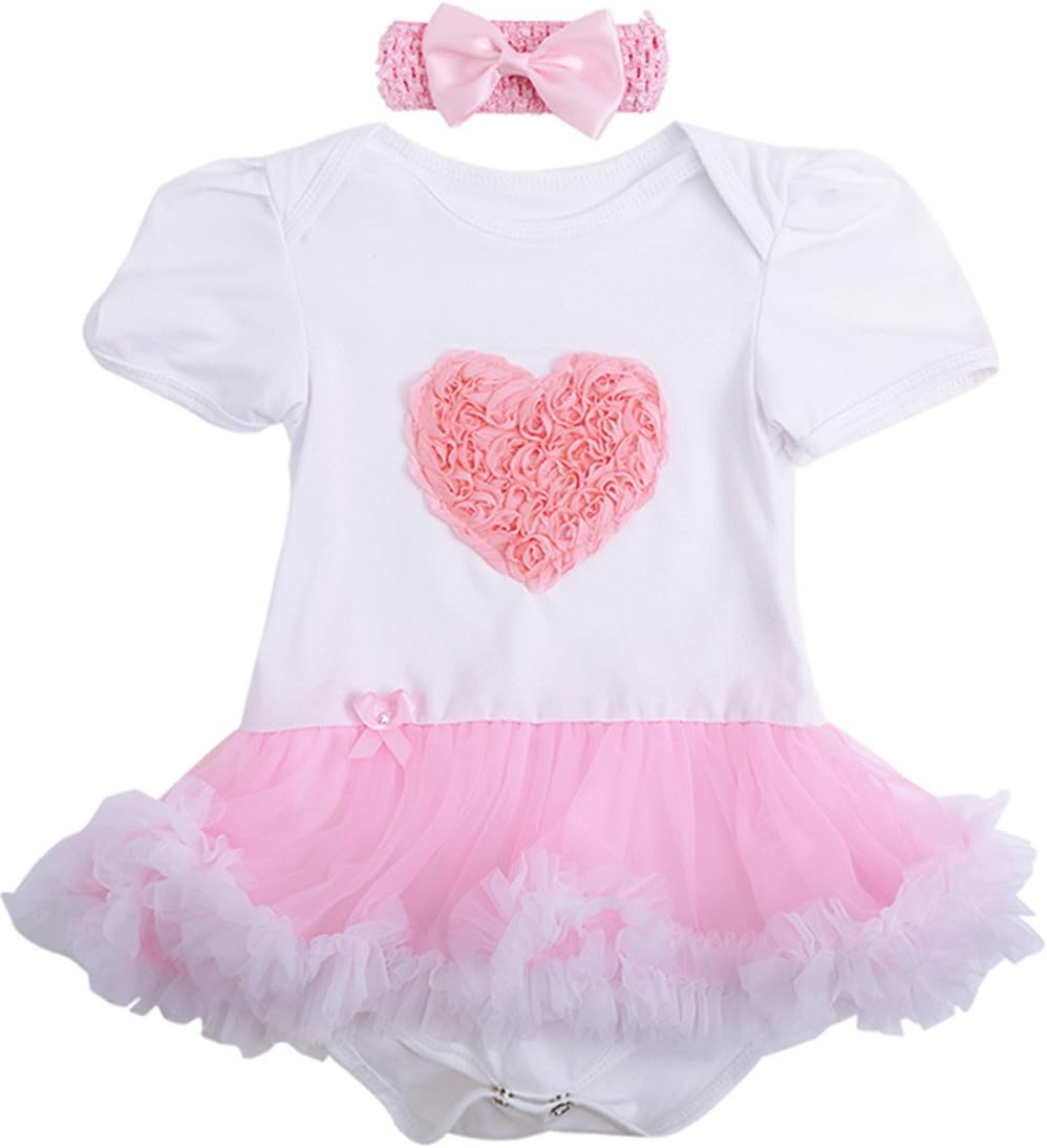 Yomoko Baby Girls' 2PCS 1st 2nd Birthday Outfits Tutu Romper Dress Onesie Clothes