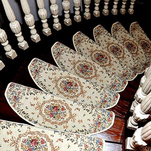 SHIXMAT European stair Step mat washable solid wood non-slip mat mat Mediterranean Blue staircase mat, 25 * 64cm broadened Edition, Vitoria A2 Beige