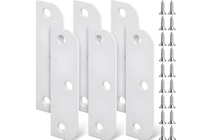 Lounsweer 6 Pcs Hinge Filler Plates 3.5 Inch with 5/8 Inch Door Edge Filler, Stainless Steel Door Hinge Shims, Gate Hole Cover, Satin Chrome Blanks with Matching Screws (White)
