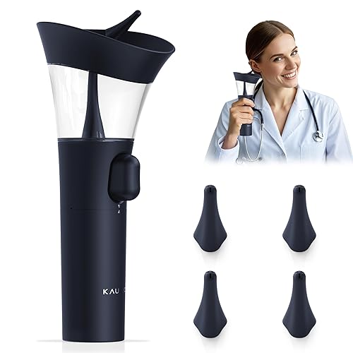 KAUGIC Ear Wax Removal Kit, Manual One-Hand Control Ear Cleaner Earwax Remover, Ear Irrigation Flushing System with 7M Water Pressure & Soft Silicone Tip, Safe Ear Cleaning Tool for Home Use, Blue
