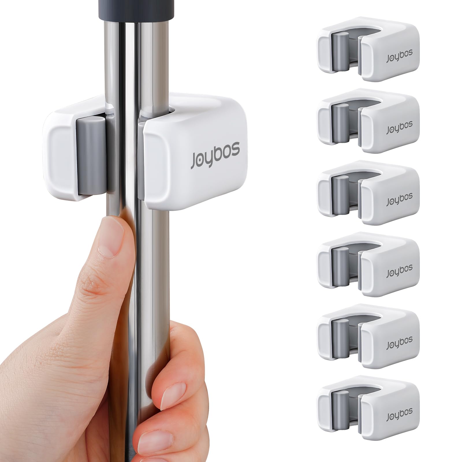 Photo 1 of funest 6 Pack Mop and Broom Holder Wall Mount, No Drill Needed Self Adhesive, Non-Slip Mop Grippers for Tile Walls - Kitchen, Bathroom, Garage