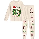 67 kid Christmas sets 6 7 meme funny 𝙋𝙖𝙟𝙖𝙢as 2 piece six seven winter long sleeve top and pants set for kids 2-14 Y