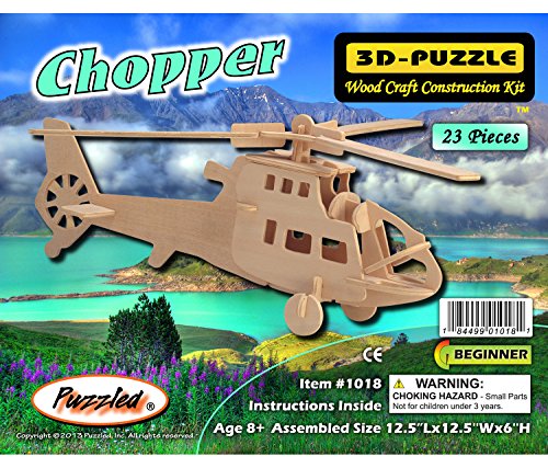 Puzzled Chopper Wooden 3D Puzzle Construction Kit