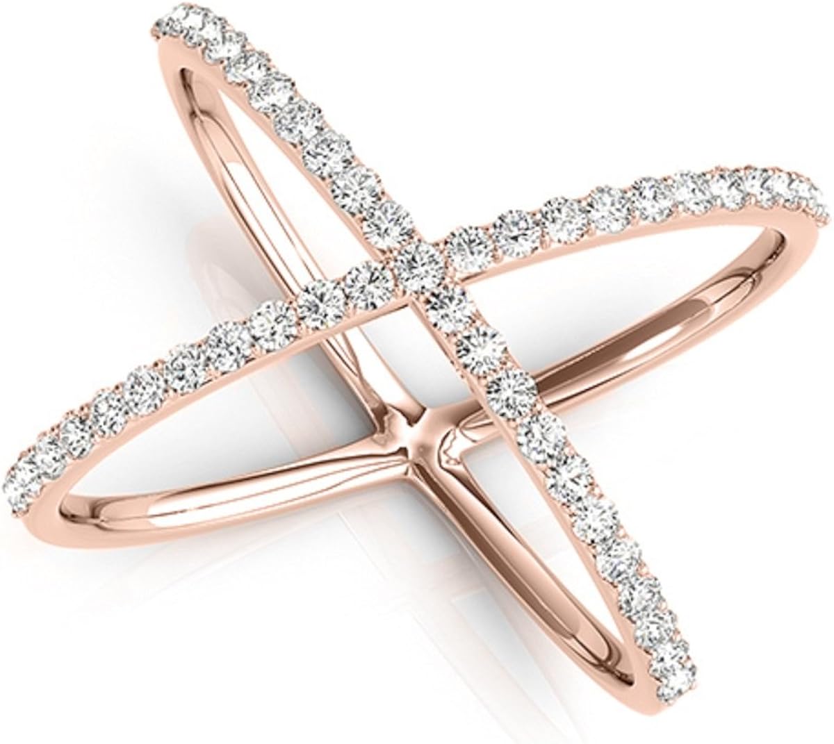 1/2 Ct. Criss Cross Trendy Fashion Diamond Engagement Ring