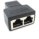 RJ45 Splitter Adapter,SinLoon RJ45 Female 1 to 2 Port Female Socket Adapter Interface Ethernet Cable 8P8C Extender Plug LAN N