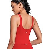 HeyNuts Zeal Bra Womens Scoop Neck Longline Sports Bras, U Back Workout Yoga Crop Tank Tops Padded A-D Cups *Updated Fit