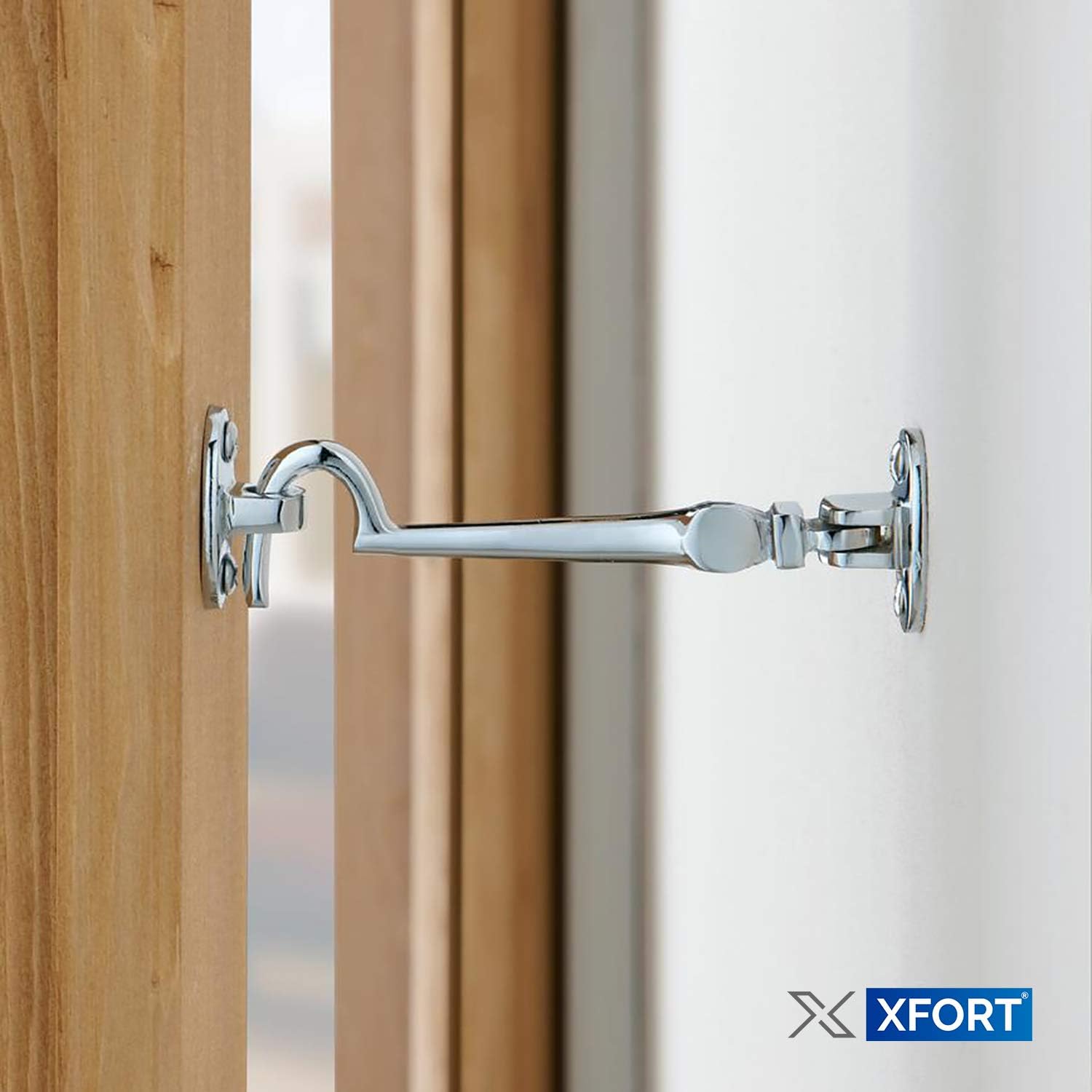 XFORT® 100mm Chrome Cabin Hook and Eye Latch, Door and Gate Latches, Polished Chrome - Image 5