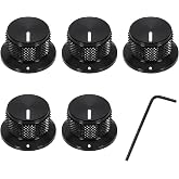 MECCANIXITY 5Pcs Aluminium Knurled Potentiometer Knobs 1/4" Volume Tone Control Top Hat Knob for Guitar Instruments Audio Mixer Amplifier Black