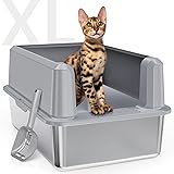 WoofiGo Enclosed Stainless Steel Cat Litter Box
