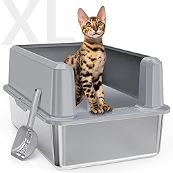 WoofiGo Enclosed Stainless Steel Cat Litter Box