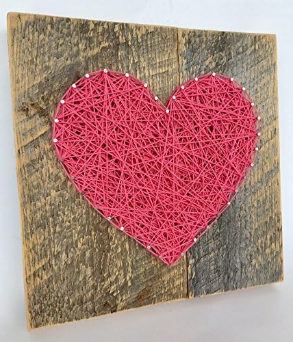 Large Hot pink string art heart reclaimed wood sign. A unique gift for Weddings, Anniversaries, Birthdays, Valentine's Day, Christmas, new baby girl. house warming and just because gift.