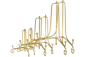 LIONWEI LIONWELI 6 Pack Iron Display Stand,Gold Iron Easel Plate Holder Stand for Displaying Pictures, Plates, Books and Arts