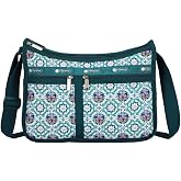 LeSportsac Butterfly Mosaic Deluxe Everyday Crossbody Bag + Cosmetic Bag, Style 7507/Color E610, Kaleidoscope of Colorful Butterflies Amidst Mosaic Tiles Artfully Arranged in Subtle Lattice Design