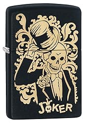 Zippo Joker Pocket Lighter, Black Matte Joker, One