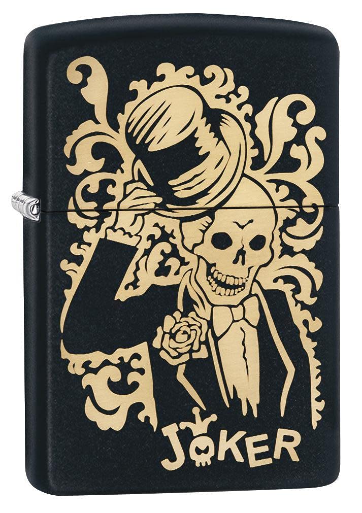 Zippo Joker Pocket Lighter, Black Matte Joker, One