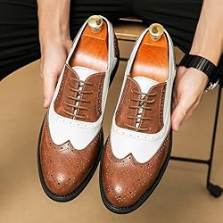 HuitJours Men Brown White Oxford Gatsby Lace up