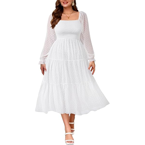 Women's White Casual Long Puff Sleeve Dresses Sweetheart Neckline Chiffon Aline Short Mini Dress at Amazon Women's Clothing store Women's White Casual Long Puff Sleeve Dresses Sweetheart Neckline Chiffon Aline Short Mini Dress at Amazon Women's Clothing store
