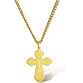 SIPURIS Orthodox Cross Necklace for Men Jesus Christ Orthodox Crucifix Pendant Stainless Steel Religious Christian Jewelry Birthday Gift
